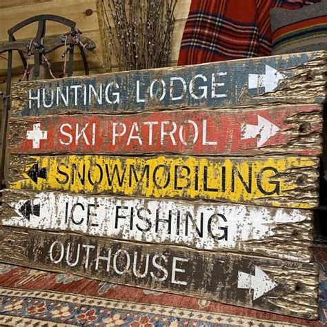 Rustic Wood Hunting Lodge Signs, Log Cabin Decor, Snowmobile, Ice ...