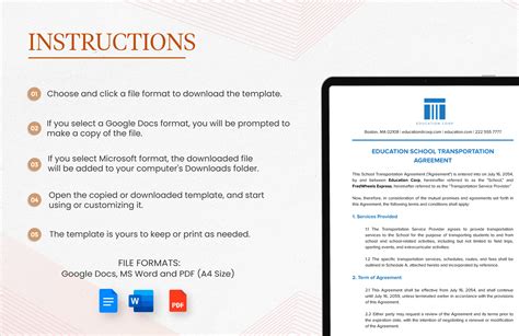 Education School Transportation Agreement Template In Word Pdf Google