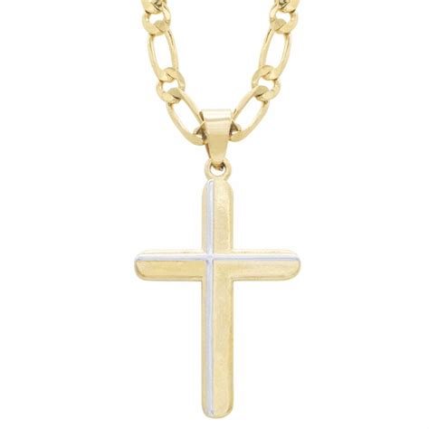 Tg3150t-Gold plated cross pendant and chain – Touch Of Gold