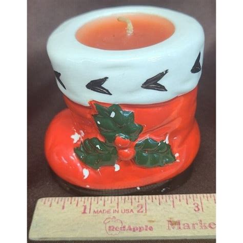 Lefton Holiday Vintage Ceramic Christmas Red Santa Boot Candle Read Poshmark