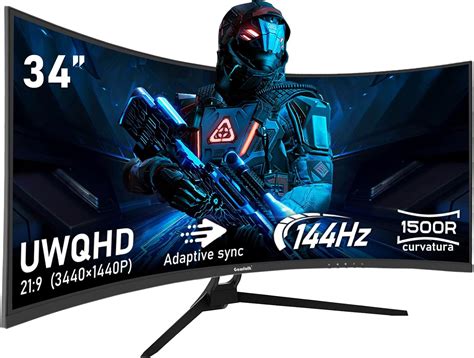 Gawfolk 34 Inch Ultrawide Curved 144Hz Gaming Computer Monitor 1500R PC