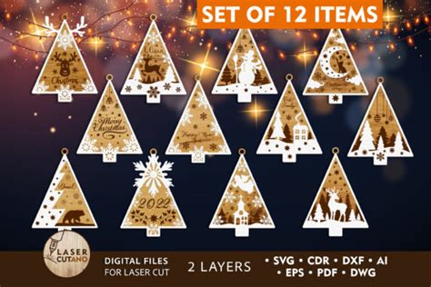 Bundle Christmas Ornaments Craft Files Graphic By Lasercutano · Creative Fabrica