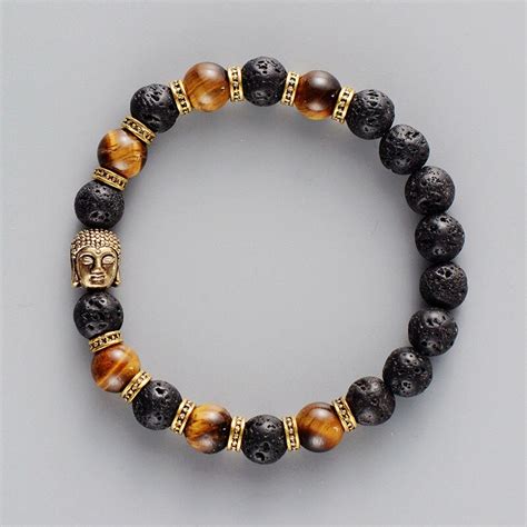 Bracelet Bouddhiste Oeil De Tigre Et Pierre De Lave Chakras Shop