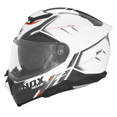 Nox Casque Modulable Moto Scooter N Synchro Blanc Rouge