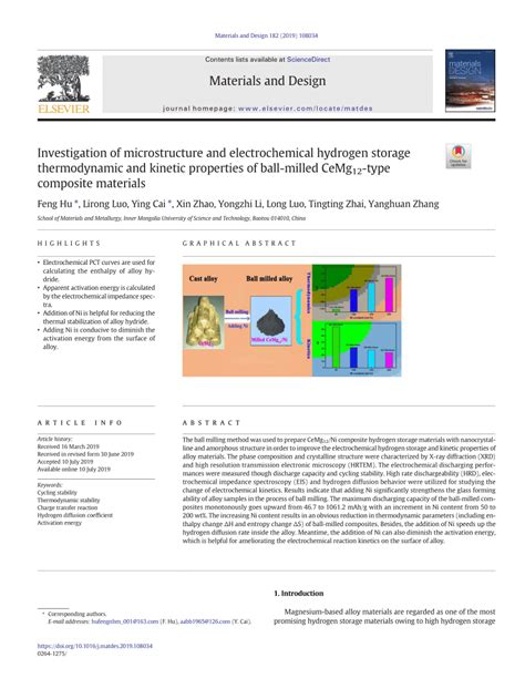 Pdf Investigation Of Microstructure And Electrochemical Hydrogen