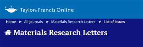 材料科学sci期刊推荐：materials Research Letters 佩普学术