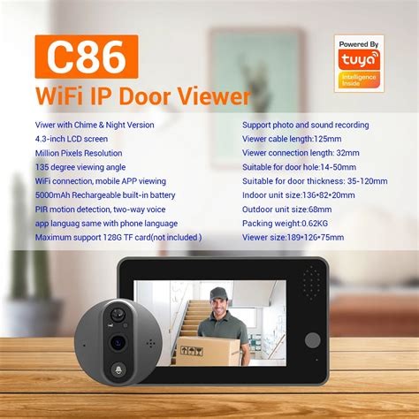 Escam C Inch Ips Screen Mp P Tuya Smartlife Wifi Ip Doorbell