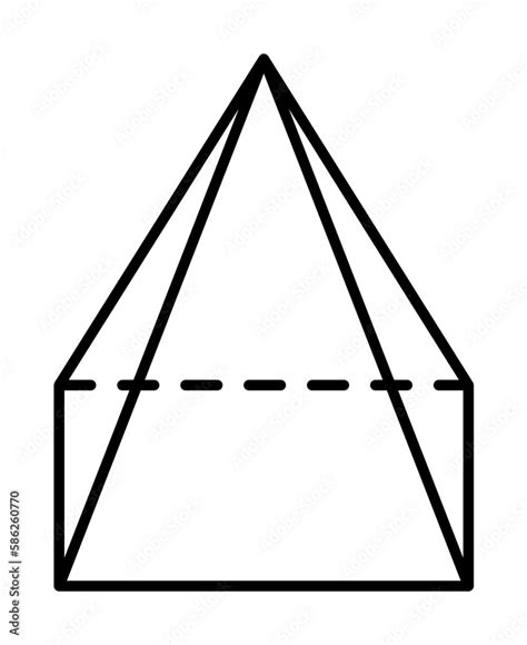 Geometric Shapes Quadrangular Pyramid Icon Simple Line Outline 3d