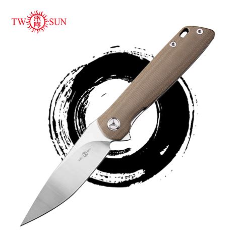 Twosun D Steel Flax Handle Folding Knife Outdoor Camping Survive