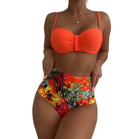 STRÓJ KĄPIELOWY BIKINI WYSOKI STAN KWIATY 15249589436 Allegro pl