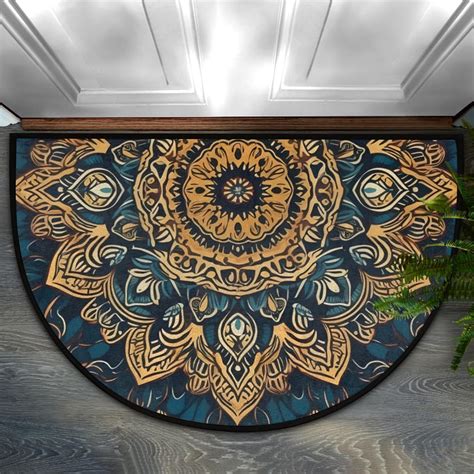 Amazon Boho Mandala Flower Half Round Door Mat Bohemian