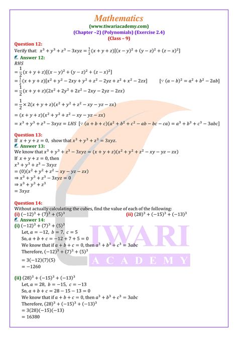 Ncert Solutions For Class Maths Chapter Exercise Polynomials