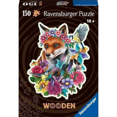 Kolorowe drewniane puzzle Lis 150 solidnych i naturalnych elementów w