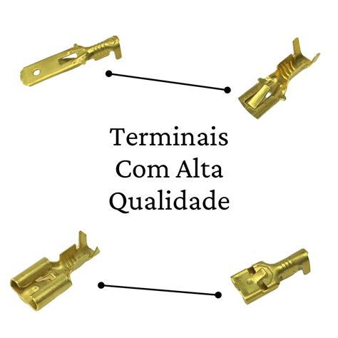 Conjunto conector 6 vias terminais 6 3mm macho e fêmea ótimo