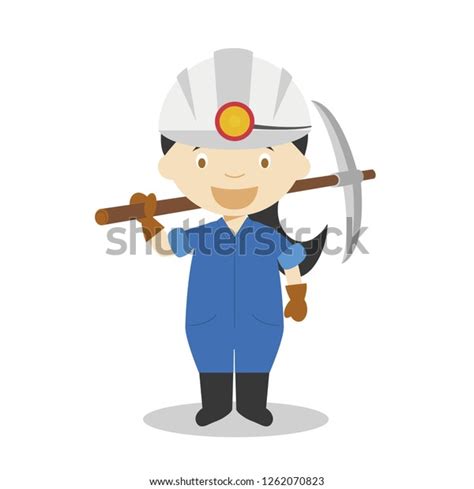 Cute Cartoon Vector Illustration Miner Women Stock Vector (Royalty Free ...