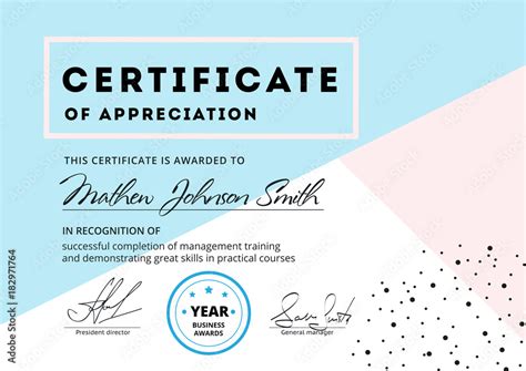 Certificate Of Appreciation Template Design Elegant Business Diploma