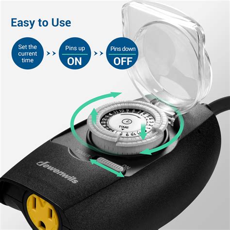 DEWENWILS Outdoor Light Timer for Christmas Waterproof, 24-Hour ...