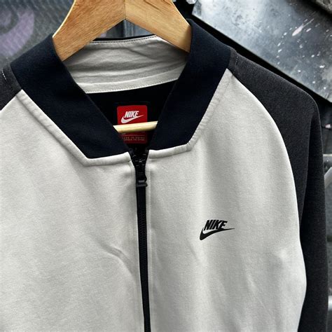 Nike Tech Fleece Varsity Jacket ‘light Bone And Black Depop