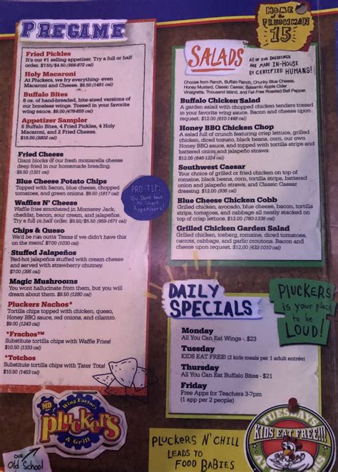 Menu At Pluckers Wing Bar Houston Katy Fwy