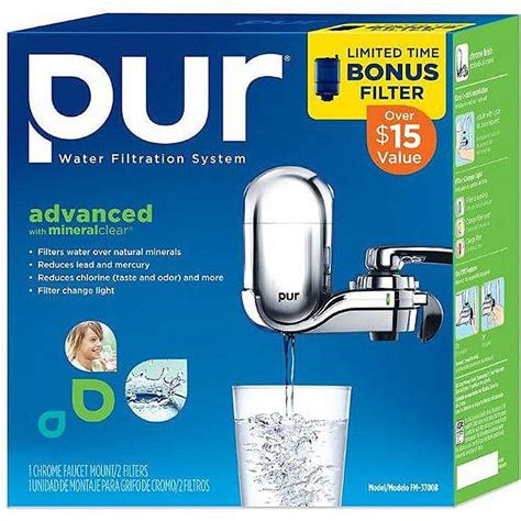 PUR 3 Stage Advanced Faucet Water Filter 7 7 Inch By 3 2 Inch Chrome