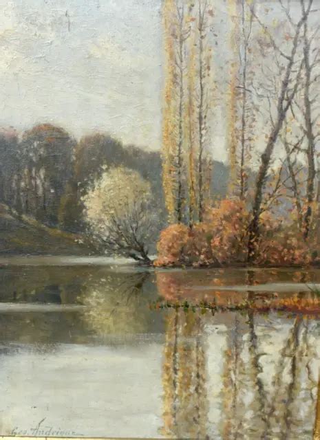 TABLEAU HUILE PAYSAGE bord de rivière signé Georges ANDRIQUE 1874 1964