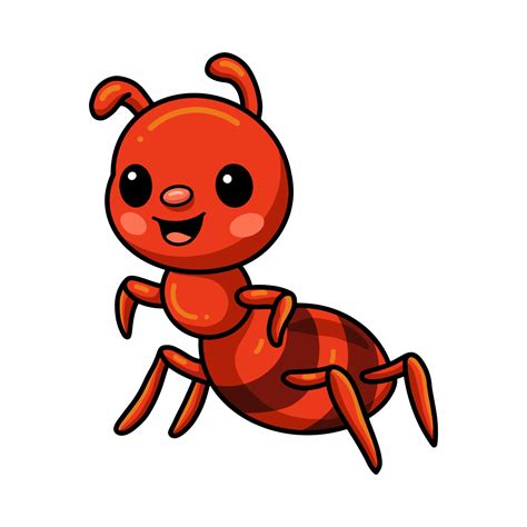 Cute Little Red Ant Cartoon 12943982 Vector Art At Vecteezy