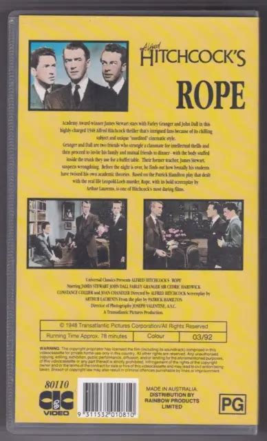 ALFRED HITCHCOCK S Rope VHS Tape James Stewart 1948 28 49