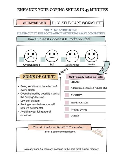 Guilt And Shame Enhance Your Coping Skills Journal Self Care Worksheet