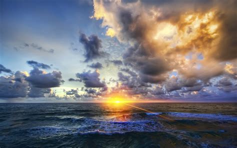 Gray cloudy sky, sea, clouds, nature, sunset HD wallpaper | Wallpaper Flare