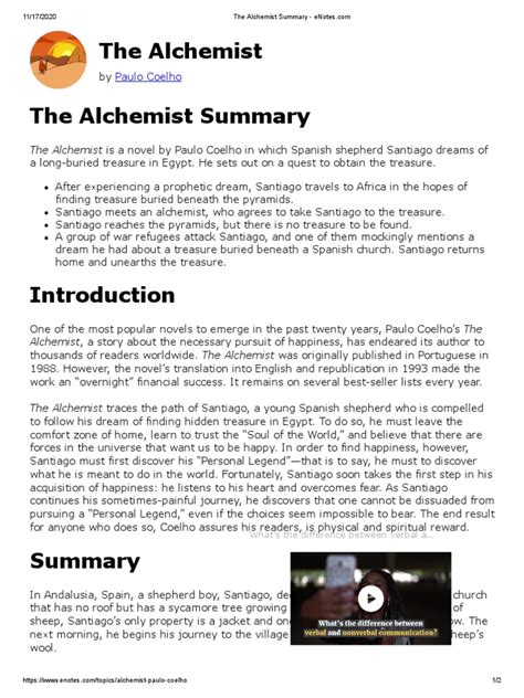 The Alchemist Summary Pdf