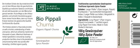 Classic Ayurveda Pippali Churna G Shop Apotheke