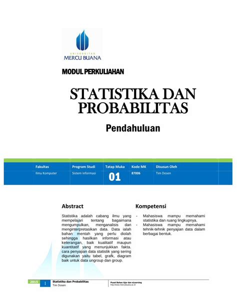 Pdf Modul Perkuliahan Statistika Dan Probabilitas Cara Penyajian