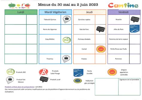 Noticias Menus Cantine Scolaire Du Mai Au Juin Noticias