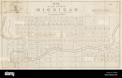 An 1847 plat map of "the town of Michigan Stock Photo - Alamy