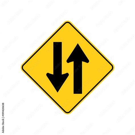 USA Traffic Road Signs Two Way Traffic Ahead Vector Illustration