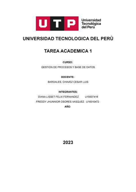 TA1 Gestion DE Procesos Y BASE DE Datos Acabado UNIVERSIDAD