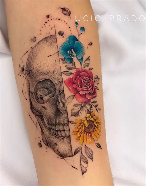 Skull And Flowers Tattoo InkStyleMag