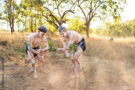 First Nation Australian Dancers Telling Traditional Stories On Country