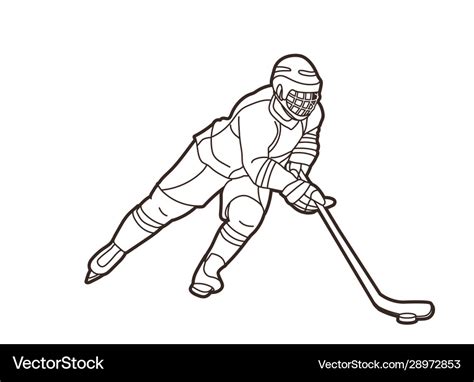 Ice hockey player action cartoon sport graphic Vector Image