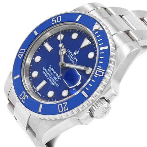 Rolex Submariner K White Gold Blue Dial Ceramic Bezel Watch