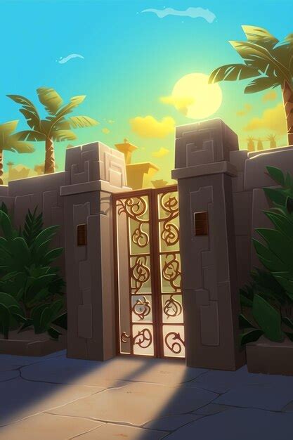 Premium Photo | A cartoon image of a gate that says'the gate'on it