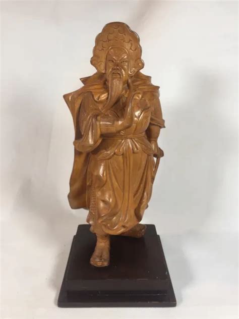 Hand Carved Wood Chinese Guan Gong Guan Yu Yunchang War God Warrior