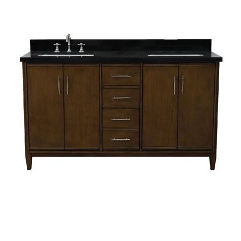 Bellaterra 400901 61D WA BGR MCM 61 Inch Double Sink Vanity With Black