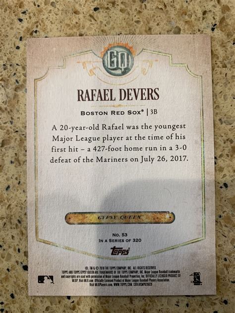 Topps Gypsy Queen Rafael Devers Rc Rookie Card Boston Red Sox