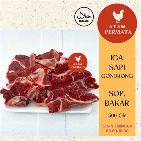 Jual Iga Sapi Daging Segar Tebal Gr Minim Lemak Sop Bakar