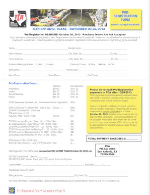 Fillable Online Txca Pre Registration Form San Antonio Page Txca