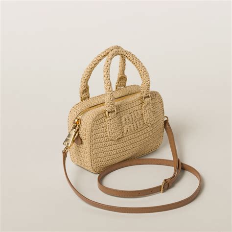 Natural Crochet Top Handle Bag Miu Miu