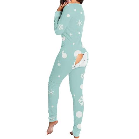 Tmoyzq Womens Plus Size Sexy Jumpsuit Sleepwear Long Sleeve Onesies Pajamas V Neck Buttons