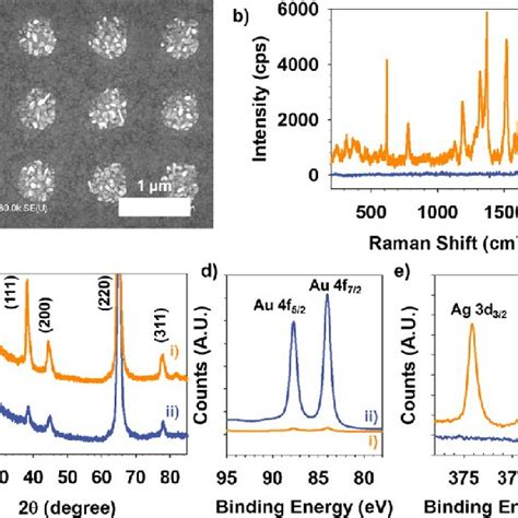 A Representative SEM Image Of SERS Substrates B Raman Spectra Of