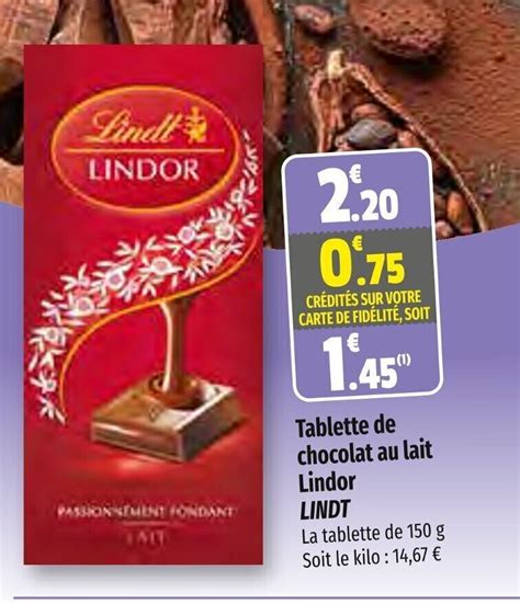 Promo Tablette De Chocolat Au Lait Lindor Lindt Chez Coccinelle Express